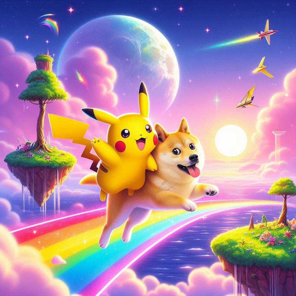 Pikachu and Doge are exploring the world!